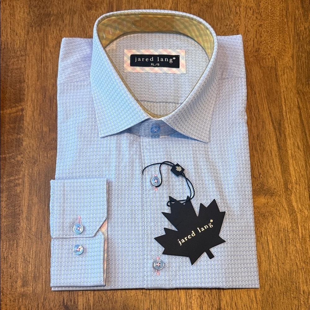 Jared Lang Sky Blue Geometric Dress Shirt